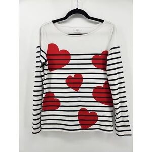 Striped Long Sleeve Shirt with Red Hearts